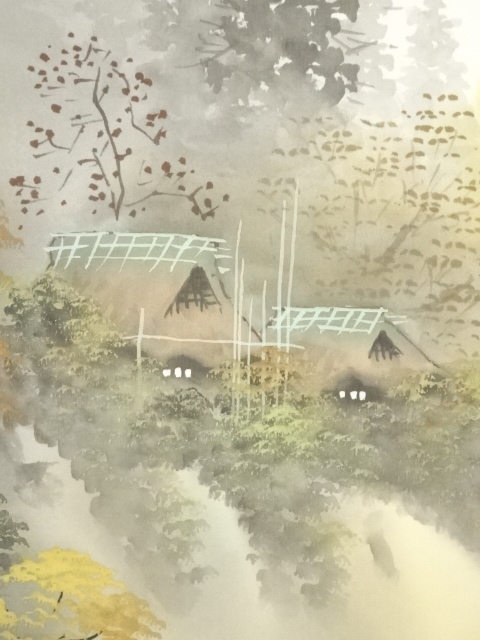 道具 ] - 道具 古藤紫山筆 錦秋 彩色山水 肉筆絹本掛軸（共箱